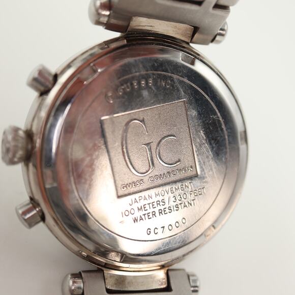 Guess Collection GC Silver Tone 1/10th Sec Chronograph 38mm Watch w New Battery - Picture 16 of 16